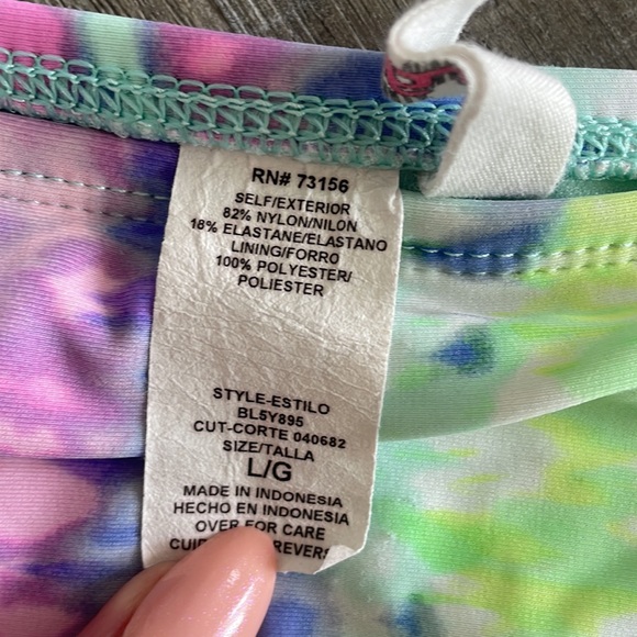 The Bikini Lab Tie Dye Rash-guard & Bikini Bottoms Set - Picture 4 of 11
